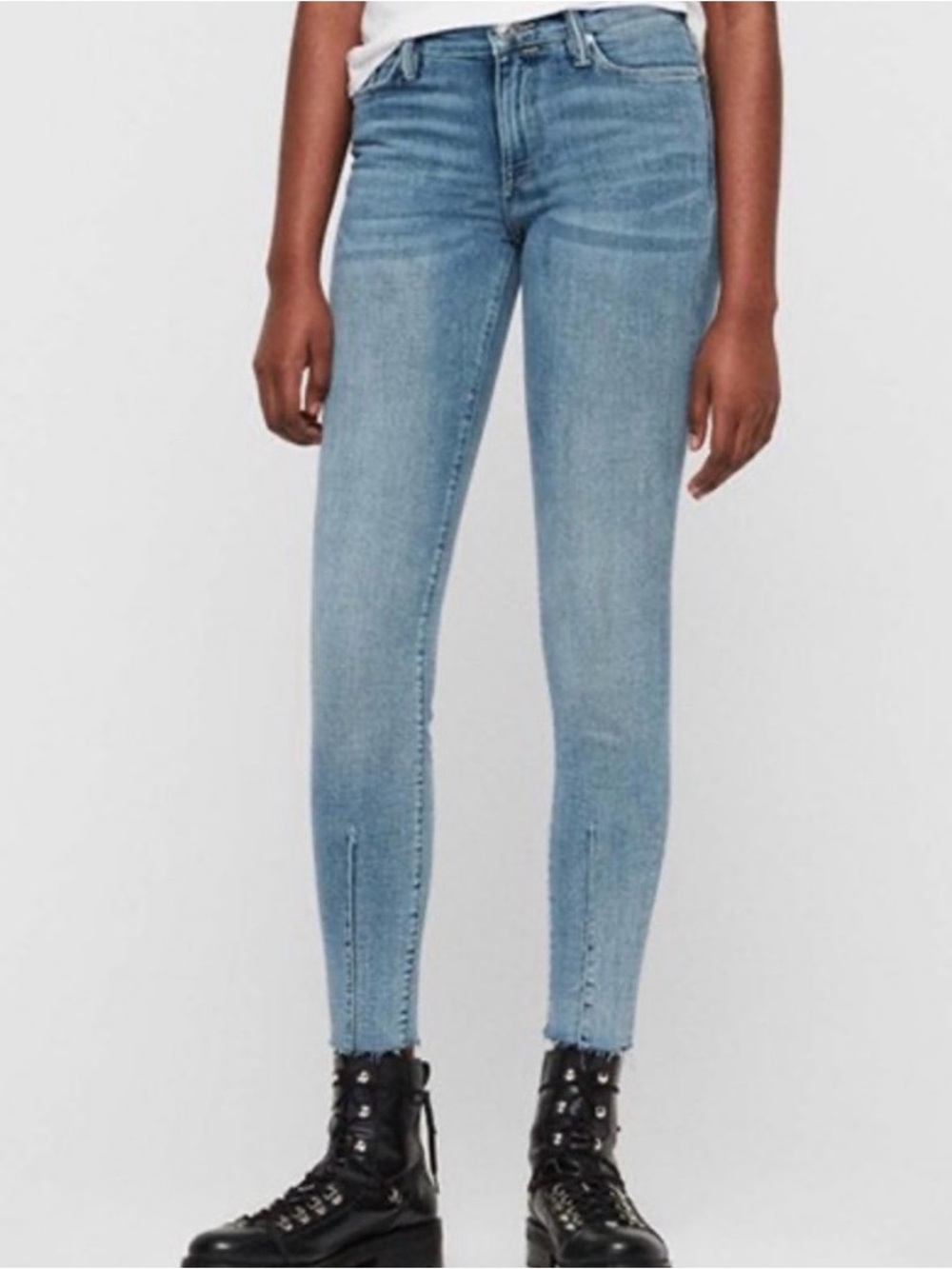 AllSaints Light Blue Skinny Jeans with Ankle Slit